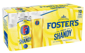 Fosters Proper Lager Shandy Beer 10x440ml