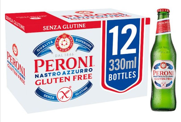 Peroni Nastro Azzurro Gluten Free Lager Beer Bottle 12x330ml