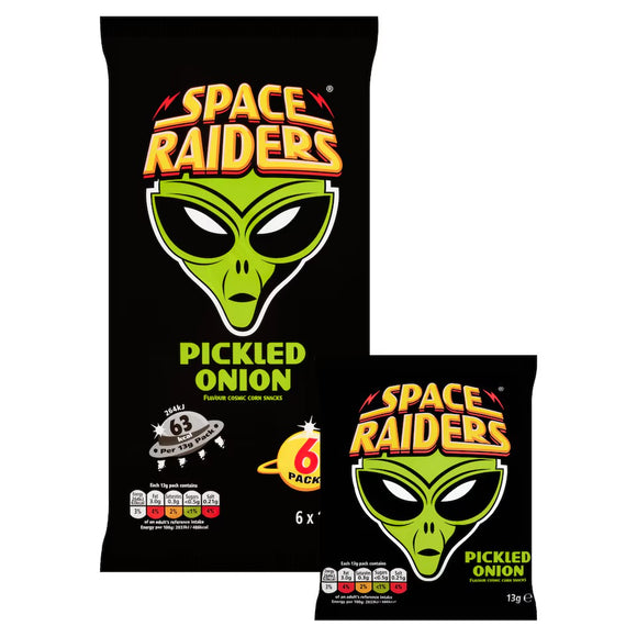 Space Raiders Pickled Onion Flavoured Corn Snack 6x13g