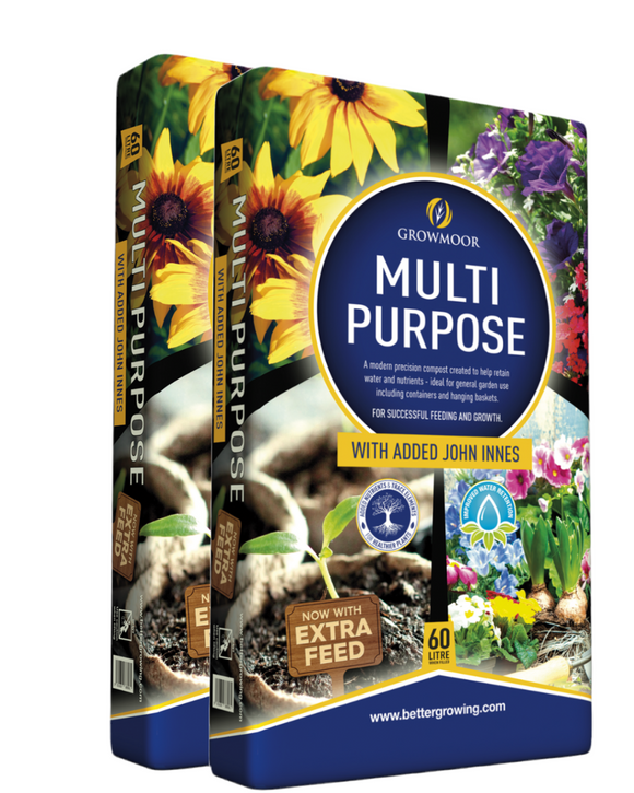 2x Growmoor Multipurpose Compost with added John Innes 60ltr