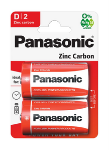 Panasonic D Zinc Carbon Batteries 2 Pack