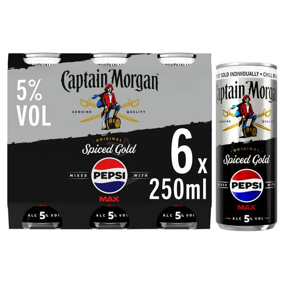 Captain Morgan Original Spiced Gold & Pepsi Max 6x250ml
