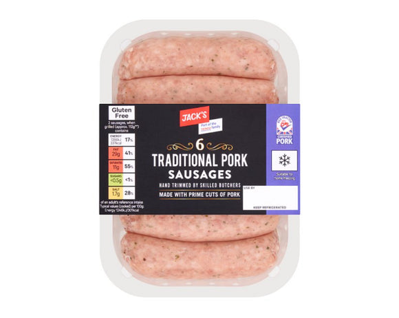 Jack's 6 Traditional Pork Sausages 400g