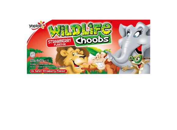 Wildlife Choobs Kids Strawberry Yoghurt Tubes 6 x 37g
