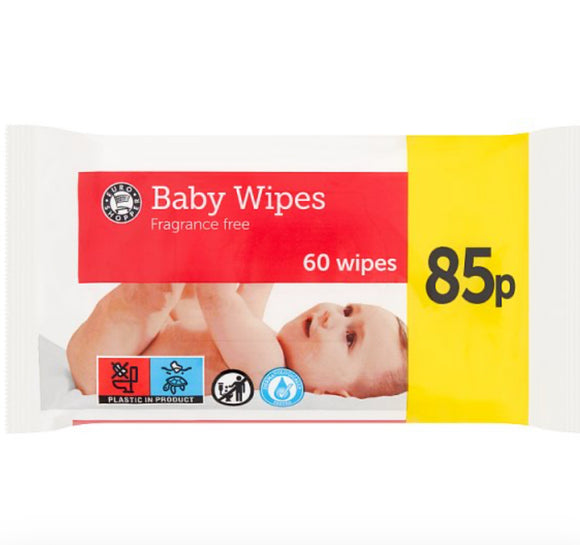Euro Shopper Baby Wipes 60 Wipes