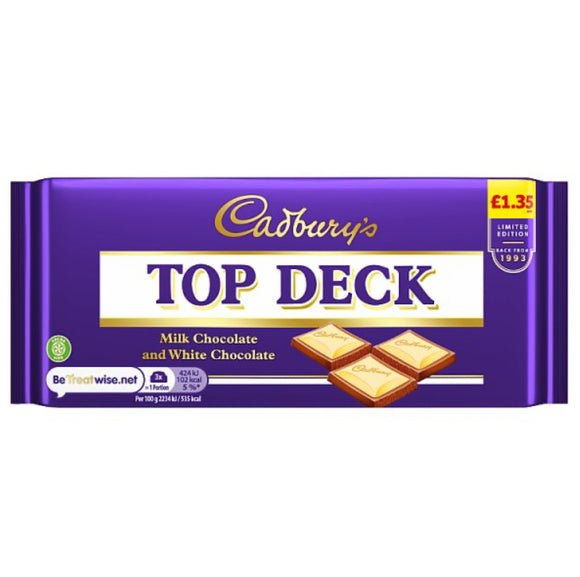 Cadbury's Limited Edition Top Deck Milk Chocolate and White Chocolate 95g
