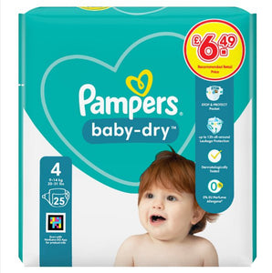 Pampers Baby-Dry Size 4, 25 Nappies