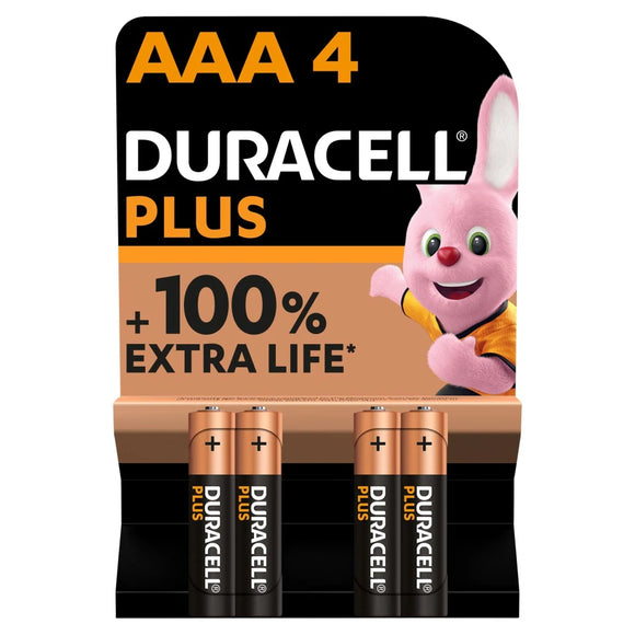 Duracell Plus AAA Batteries 4 Pack