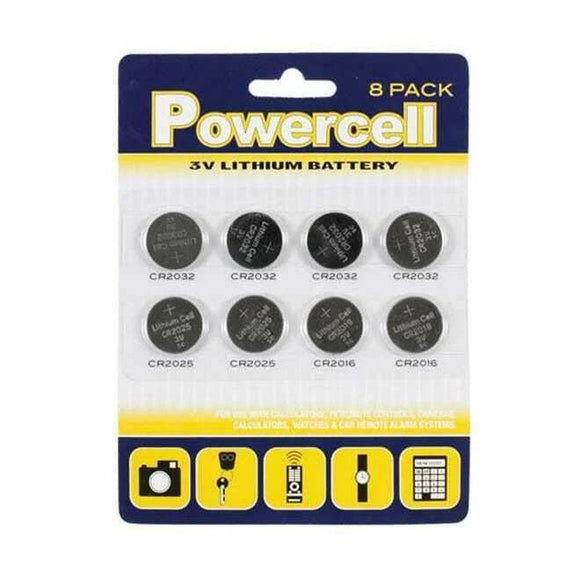 Powercell 3V Lithium Batteries 8 Pack