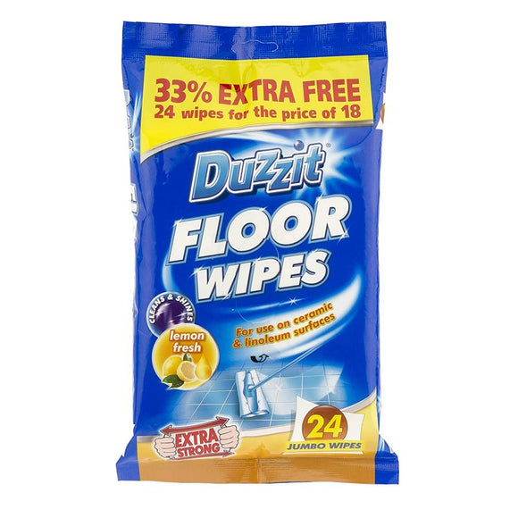 Duzzit Quick Cleaning Floor Wipes 24Pk, Resealable