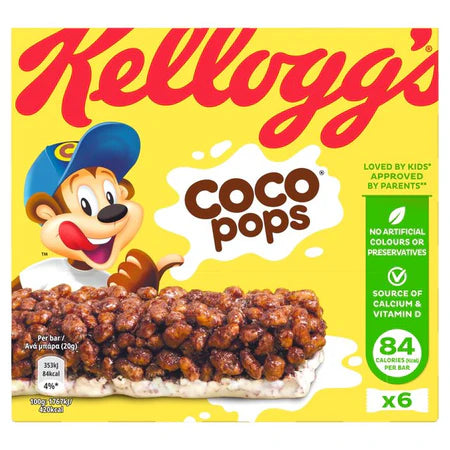 Kellogg's Coco Pops Chocolate Cereal Bars Multipack, 6x20g