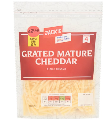 Jack's Grated Mature Cheddar 180g