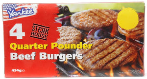 Yankee 4 Quarter Pounder Beef Burgers 454g