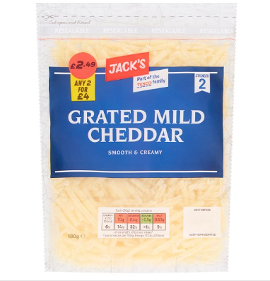 Jack's Grated Mild Cheddar 180g